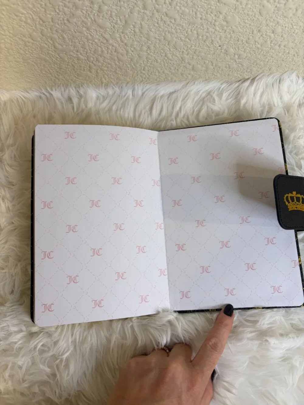 Juicy Couture Black Gold Crown Quilted Journal Diamond Pen 280 Pages NWT